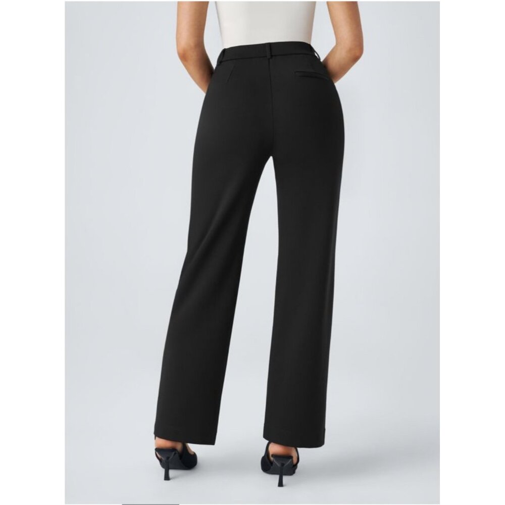 Halara Flex High Waisted Zipper Pocket Straight Leg Work Pants Sz Medium Black - Picture 4 of 16